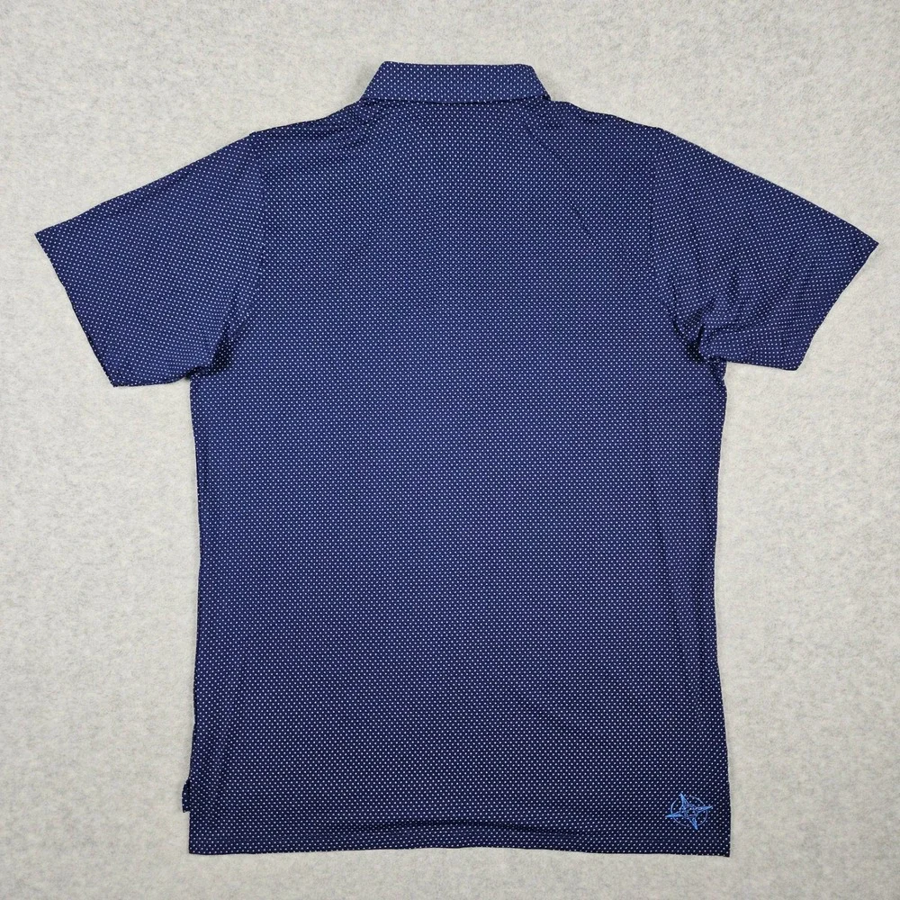 B Draddy Captain Cool Sport (Men's Large) Blue Polo Shirt Short Sleeve Dots Golf